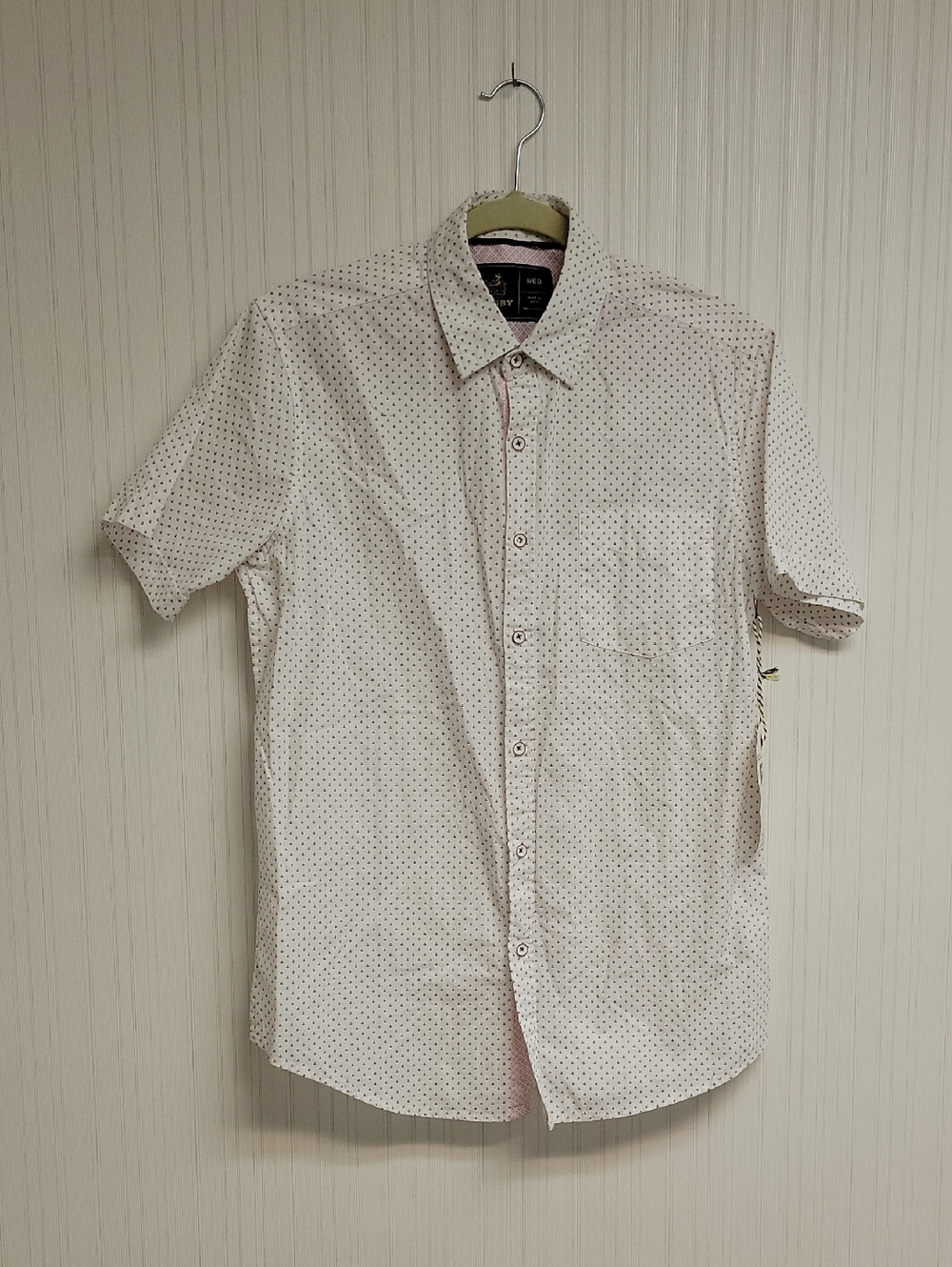 Rugby University Men's Short Sleeve Print Button-Up Shirt Medium New Summer